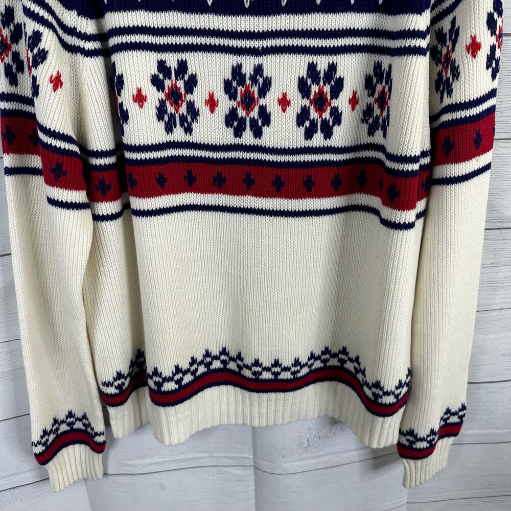 JC Penny Vintage Womens size Large Fair Isle Snowflake Print Knit Sweater - Picture 5 of 9
